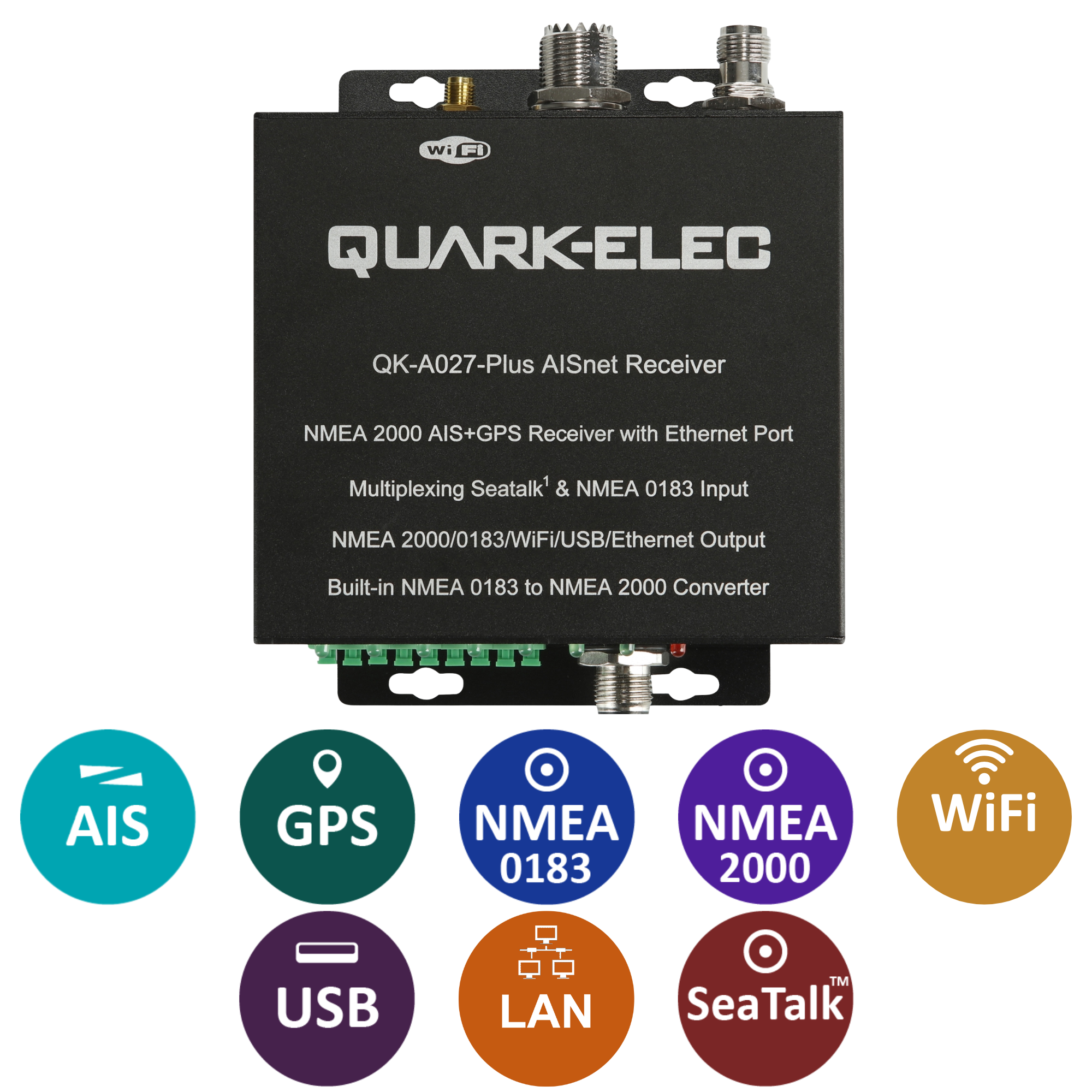 A027+ NMEA 2000 AIS+GPS Receiver with NMEA Multiplexer and Ethernet, N2K, WiFi,USB Outputs